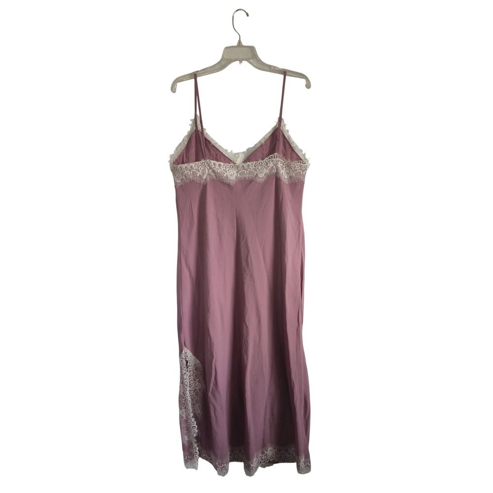New Gap Slip Dress Large Lace Trim Maxi Muted Pink Lingerie Style Romantic Femme - Picture 3 of 8